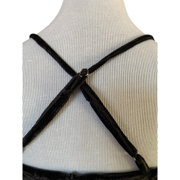 Womens Crushed Velvet Babydoll Mini Dress Size S Black Goth Vamp Y2K Fit & Flare - Picture 5 of 10